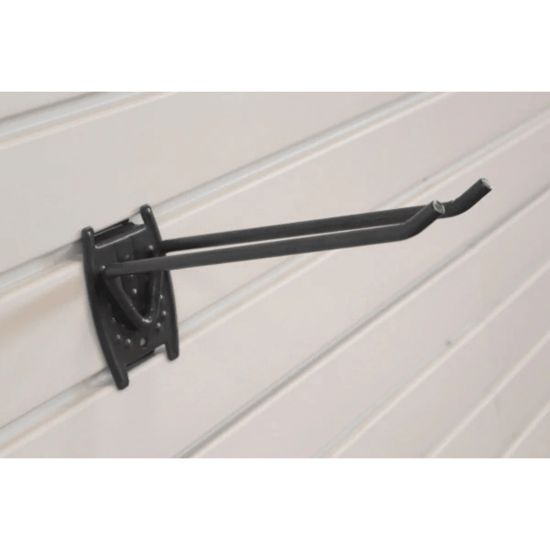 RackZone Slatwall Big Everything Hook in black for versatile storage.