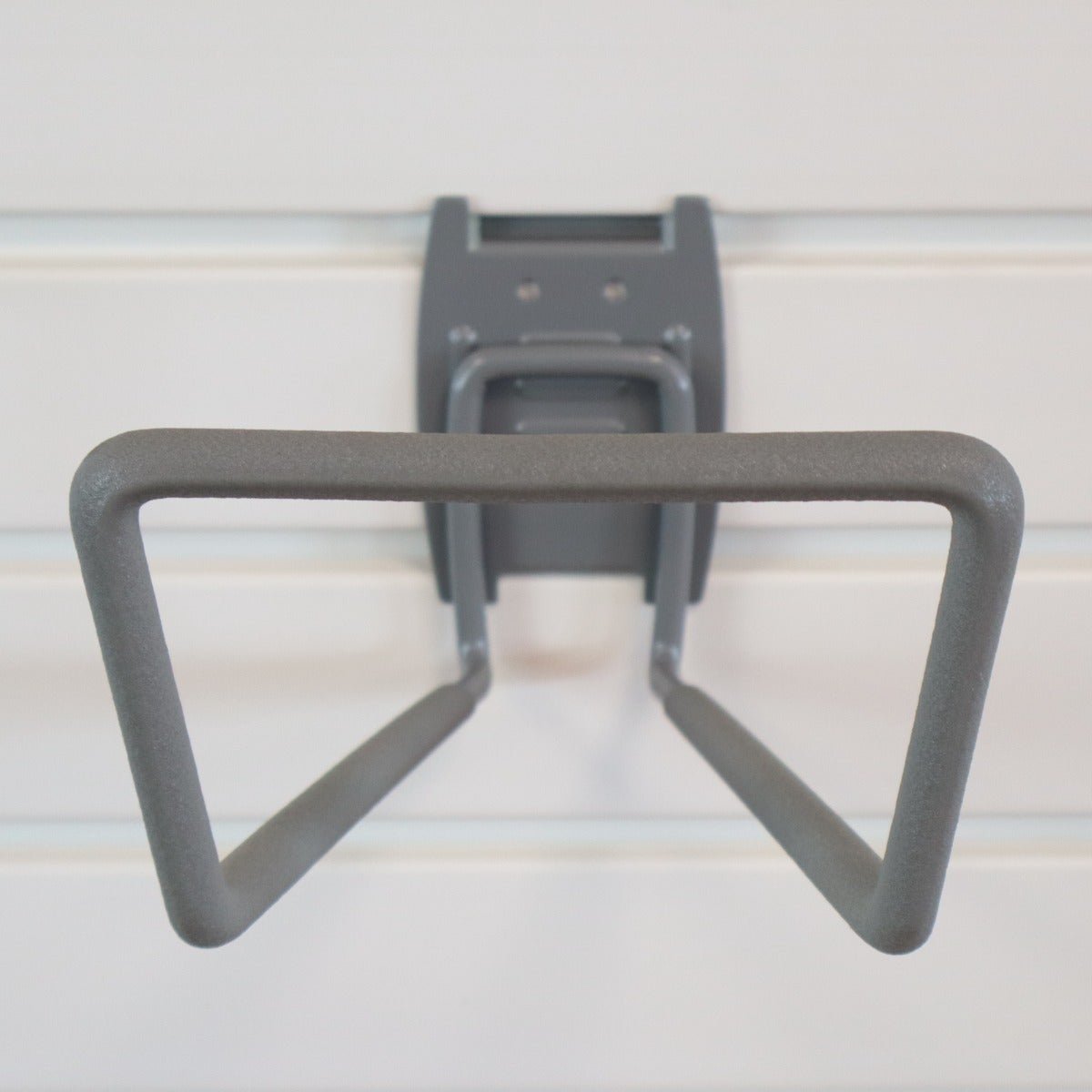 RackZone Slatwall Loop Hook: gray metal accessory for storage efficiency.