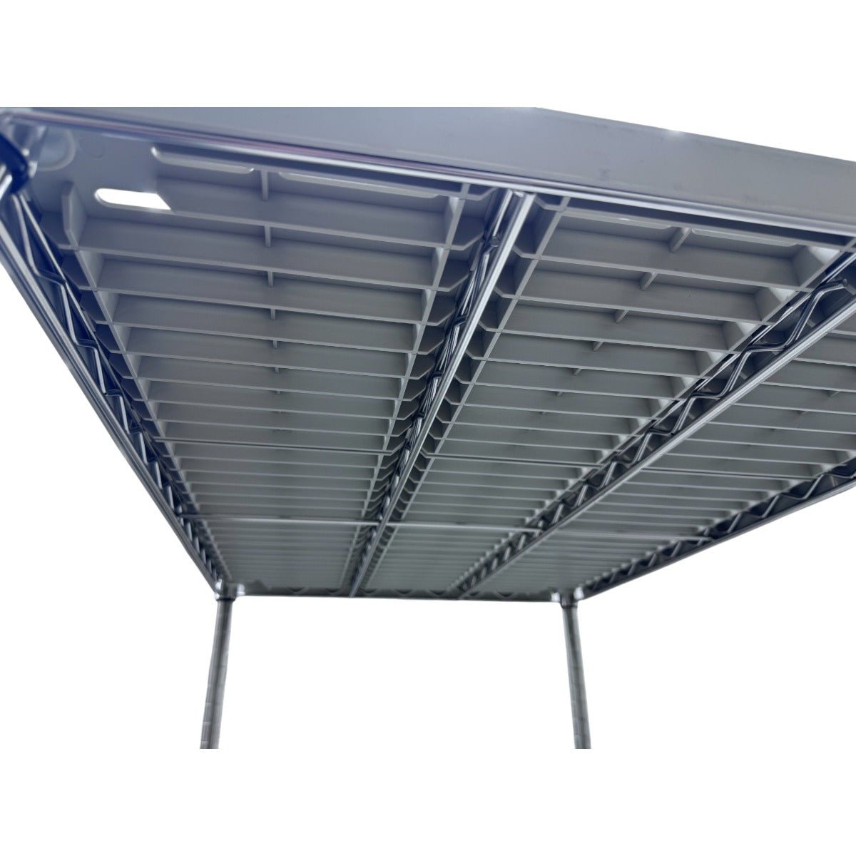 Underside view of RackZone Stainless Plastic Shelving 1820H x 915W x 610D.