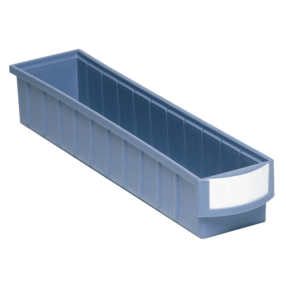 RackZone Standard Shelf Bin 500d x 113w x 85h, blue with front label slot.