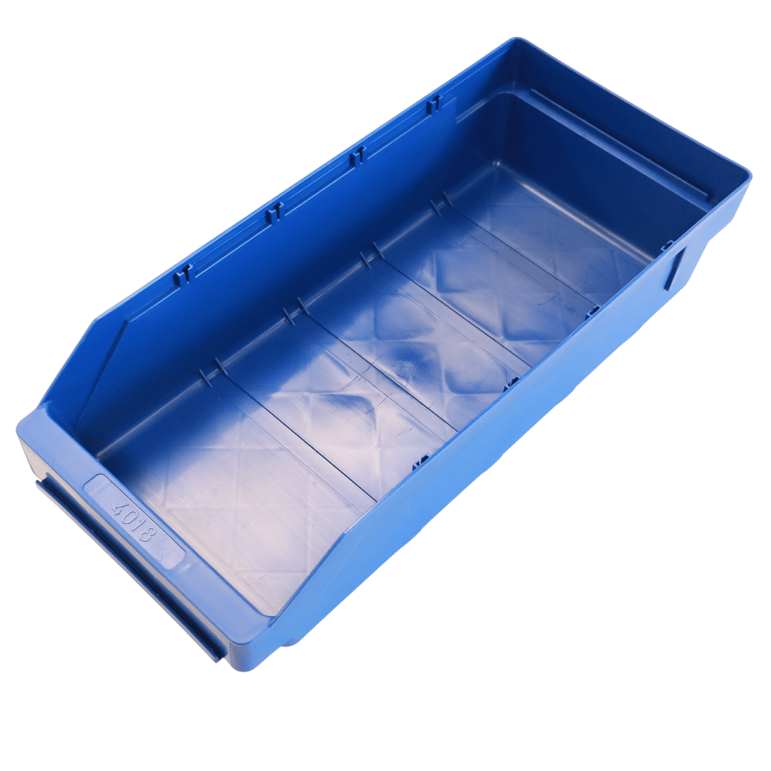 RackZone Standard Shelf Bin 400d x180w x95h, blue, open top for easy access.