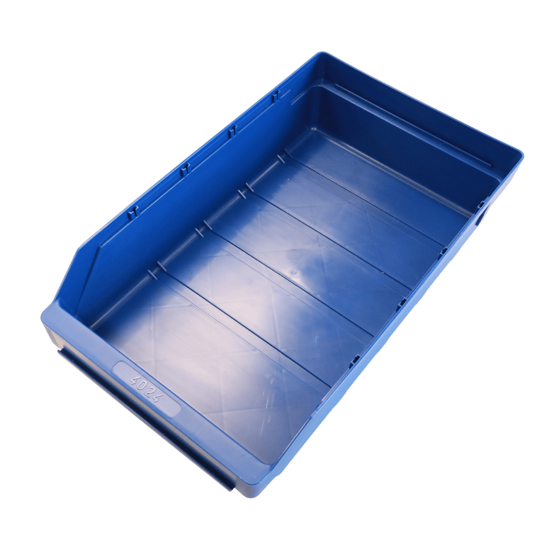 RackZone Standard Shelf Bin 400d x 240w x 95h Blue ST4024, open top, recyclable.