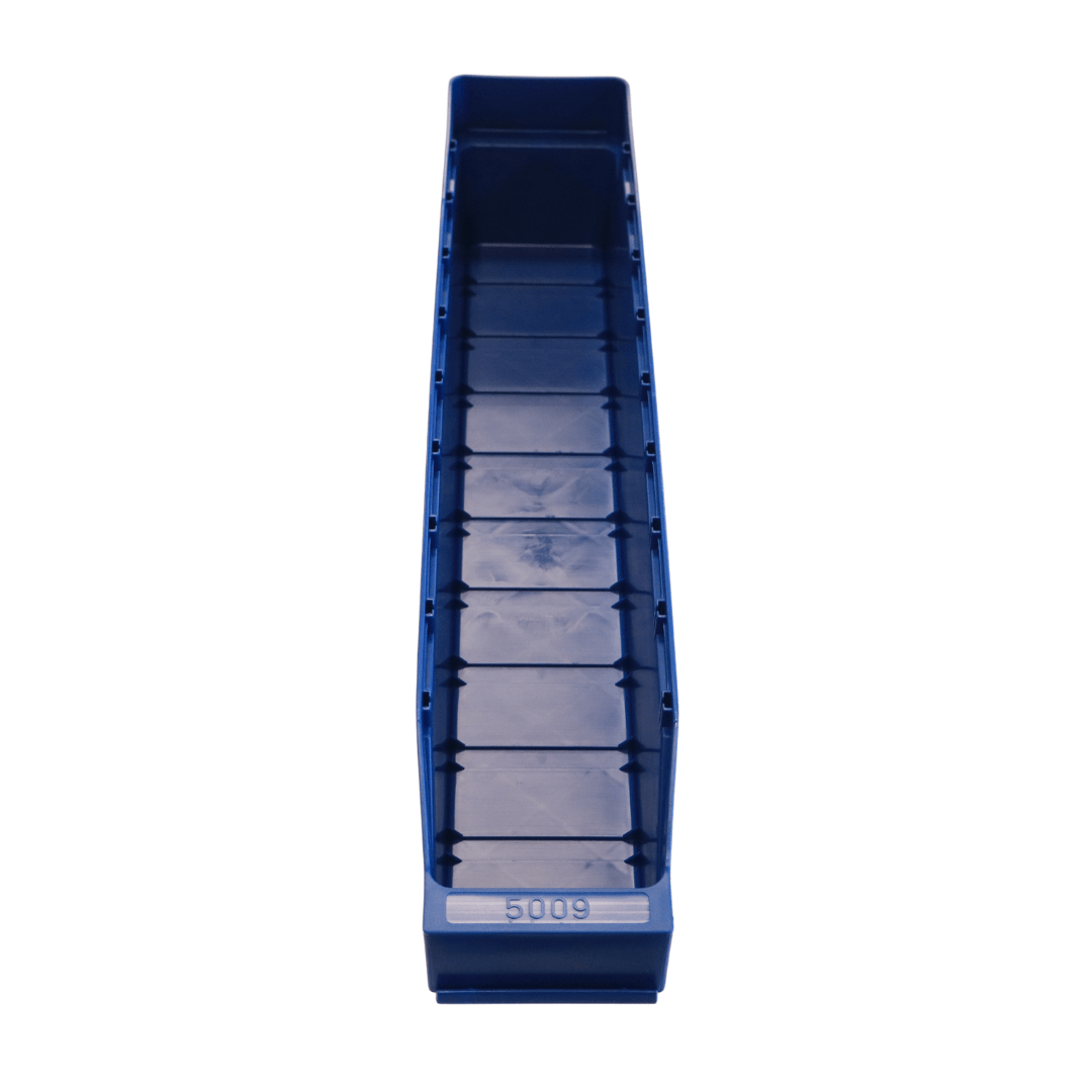 RackZone Standard Shelf Bin ST5009 Blue, 500x90x95mm, open top on white.