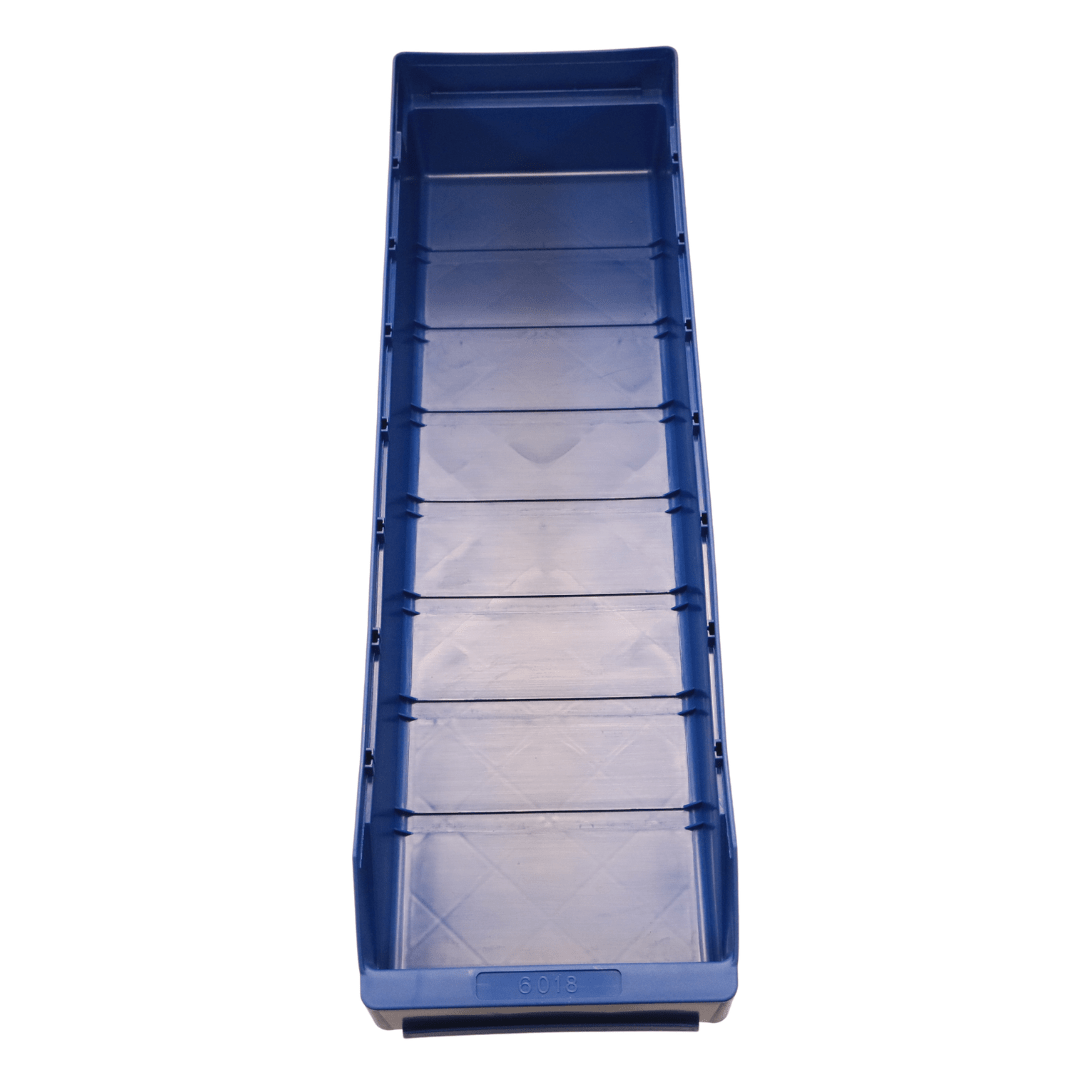RackZone Standard Shelf Bin 600d x180w x95h Blue ST6018, top view on white.