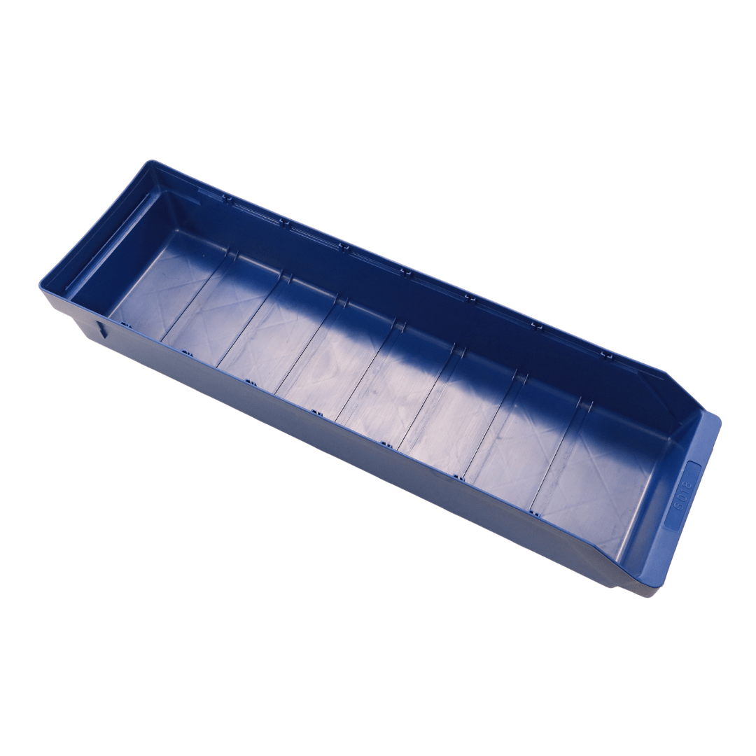 RackZone Standard Shelf Bin ST6018, blue, 600x180x95mm with smooth interior.