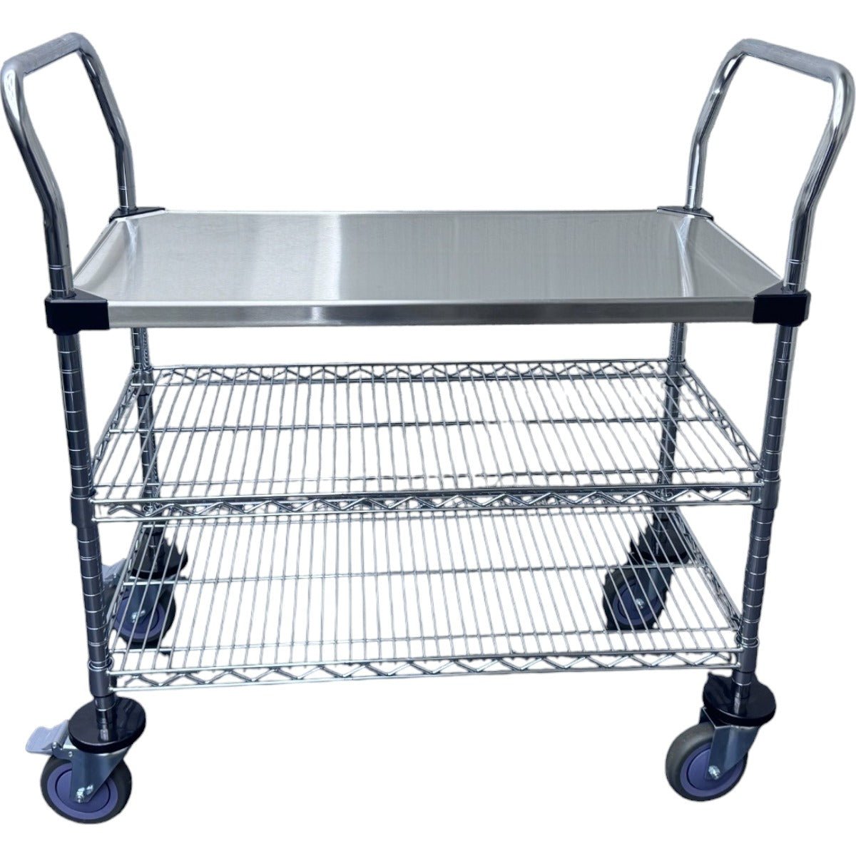 RackZone Stainless Steel 3-Tier Trolley, ideal for HORECA shelving.