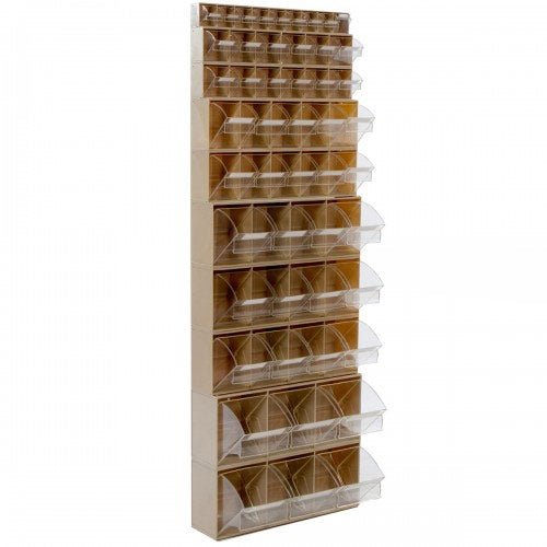 RackZone Tilt Bin System 4 1720h x 600w with durable multi-tiered plastic bins.