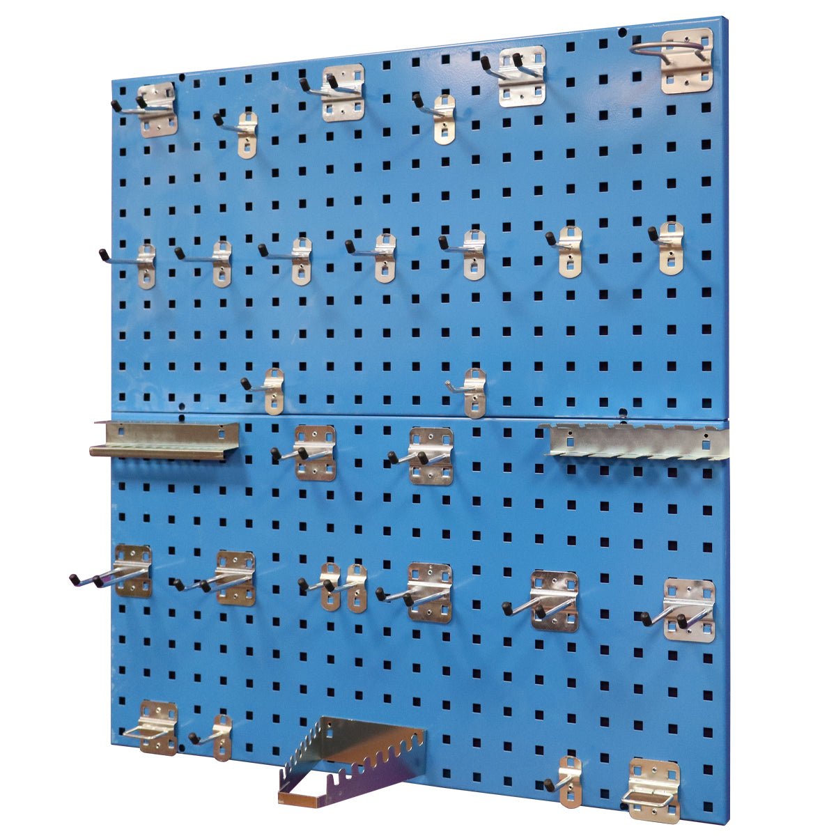 RackZone Wall-Zone Organiser 800x800mm with 26 hooks for garage storage.