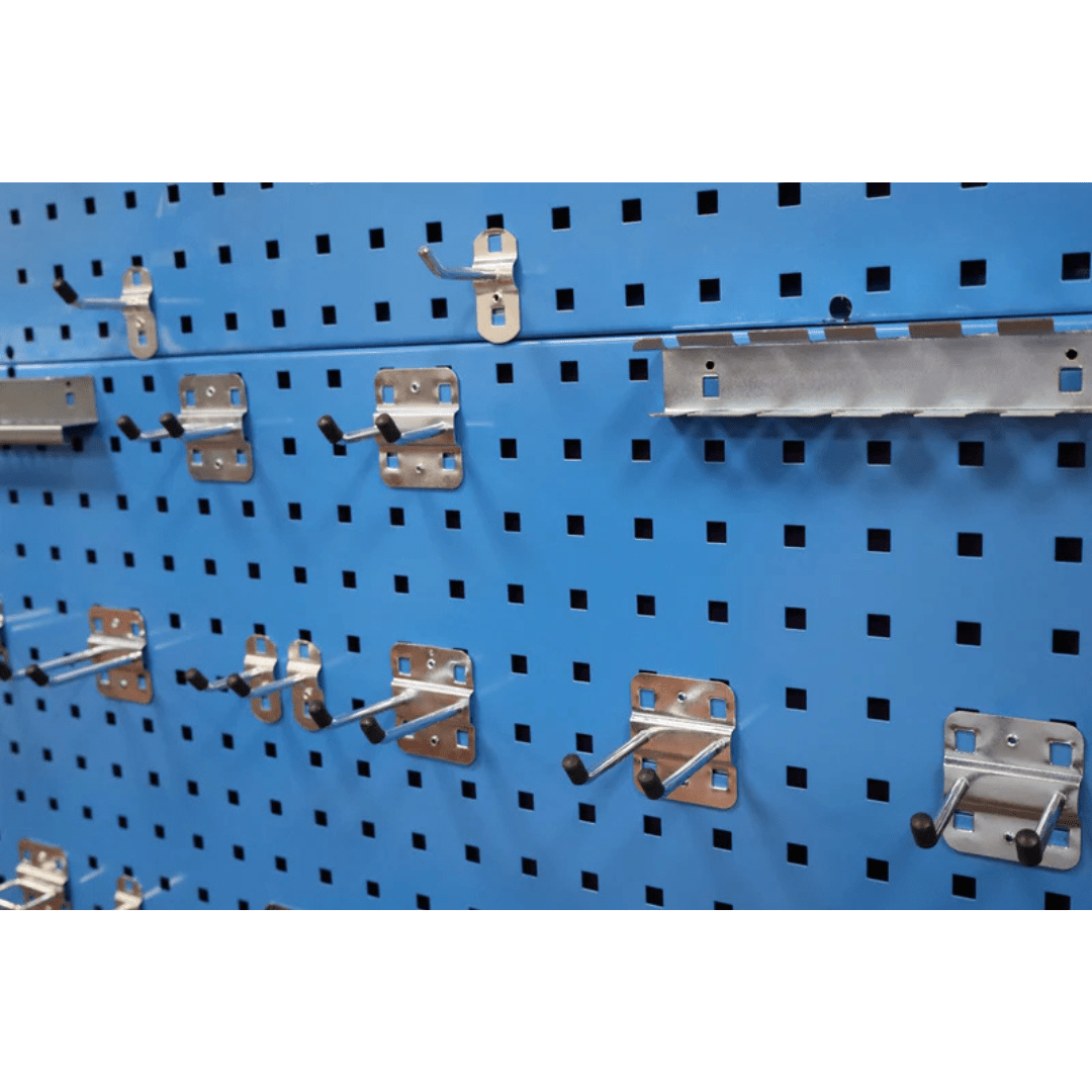 RackZone Wall-Zone Organiser 800x800mm with 26 hooks; great for garage storage.