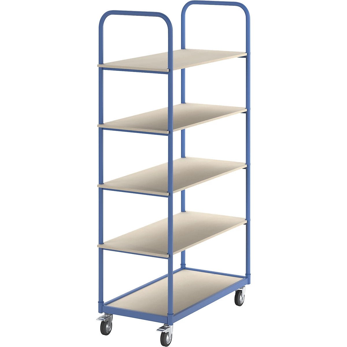 RackZone Platform Trolley with five beige shelves and four caster wheels.