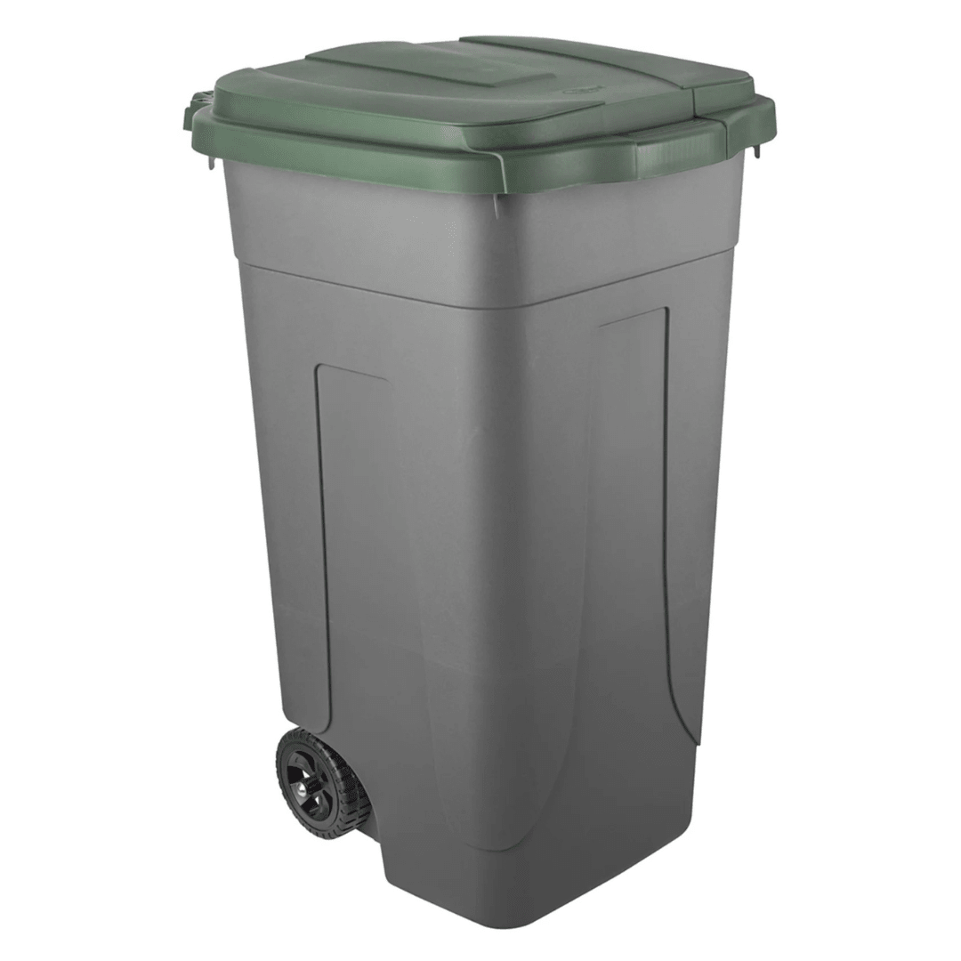 RackZone Waste Bin 80 Litre - Green, ideal for waste sorting, grey body, green lid.