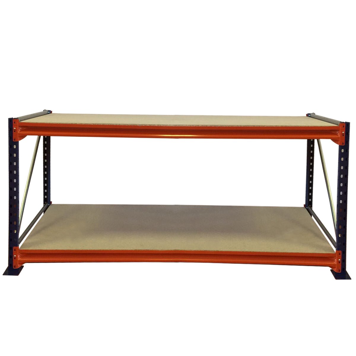 RackZone Industrial Workbench, 2-level, 1850x800x900mm with timber shelves.