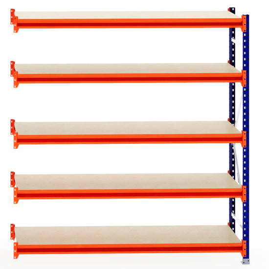 RackZone Longspan Shelving 600mm with laminated timber shelves - Extender.