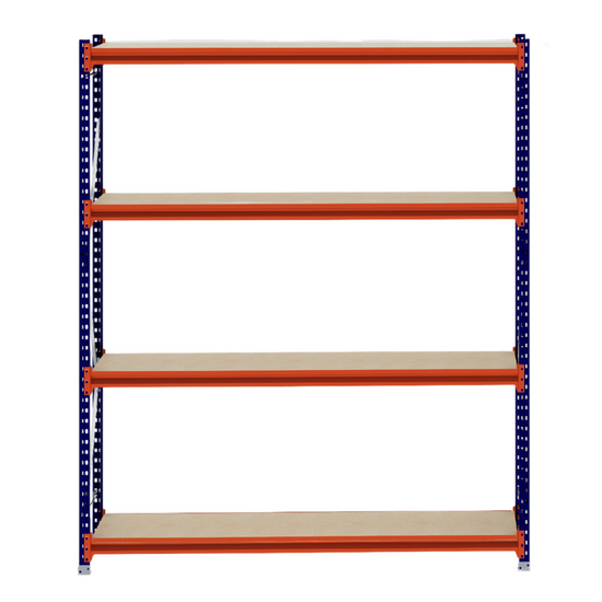 The RackZone Longspan Shelving has 4 timber shelves and a colorful frame.