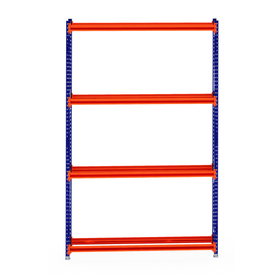 RackZone Tyre Racking 400mm Starter with blue supports, orange shelves.