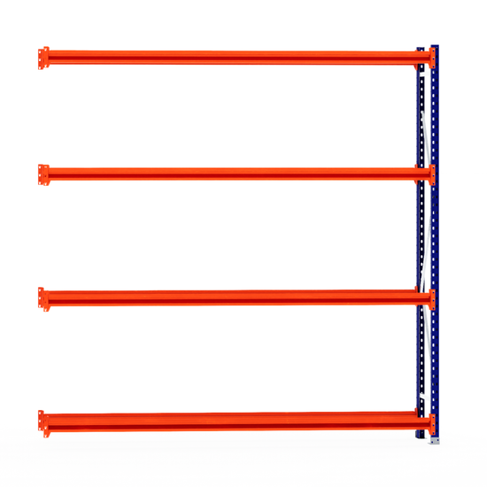 Four Tyre Racking Extender beams by RackZone on a blue frame, 400mm depth.