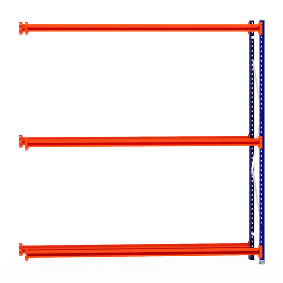 RackZone Tyre Racking 400mm Extender with 3 orange beams, blue upright.