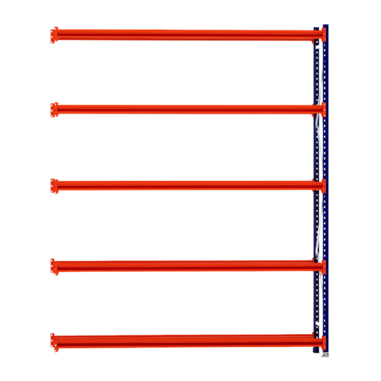 Five orange beams with blue frame: RackZone Tyre Racking 400mm Extender.