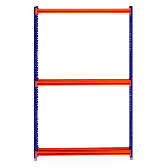 RackZone Tyre Racking 400mm Depth Starter with orange beams and blue supports.