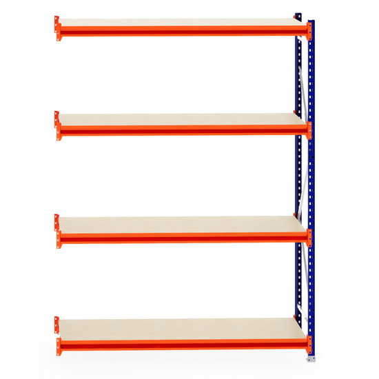 RackZone Longspan Shelving Extender, 600mm deep, timber shelves, metal frame.