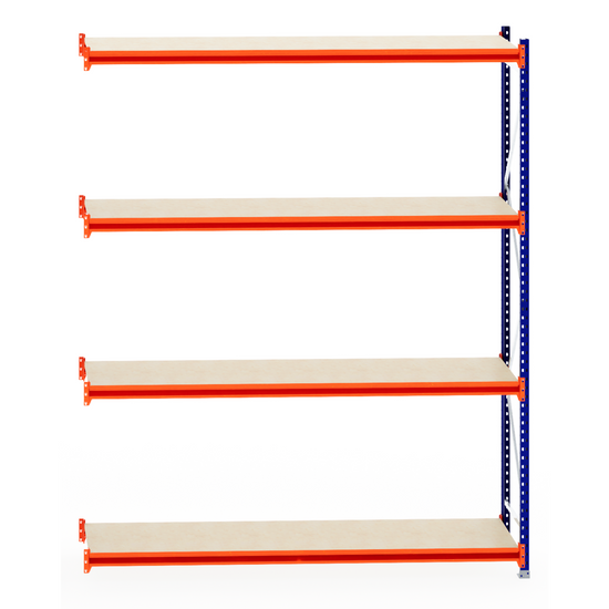 RackZone Longspan Shelving 600mm Depth, Laminated Timber, Extender shown.