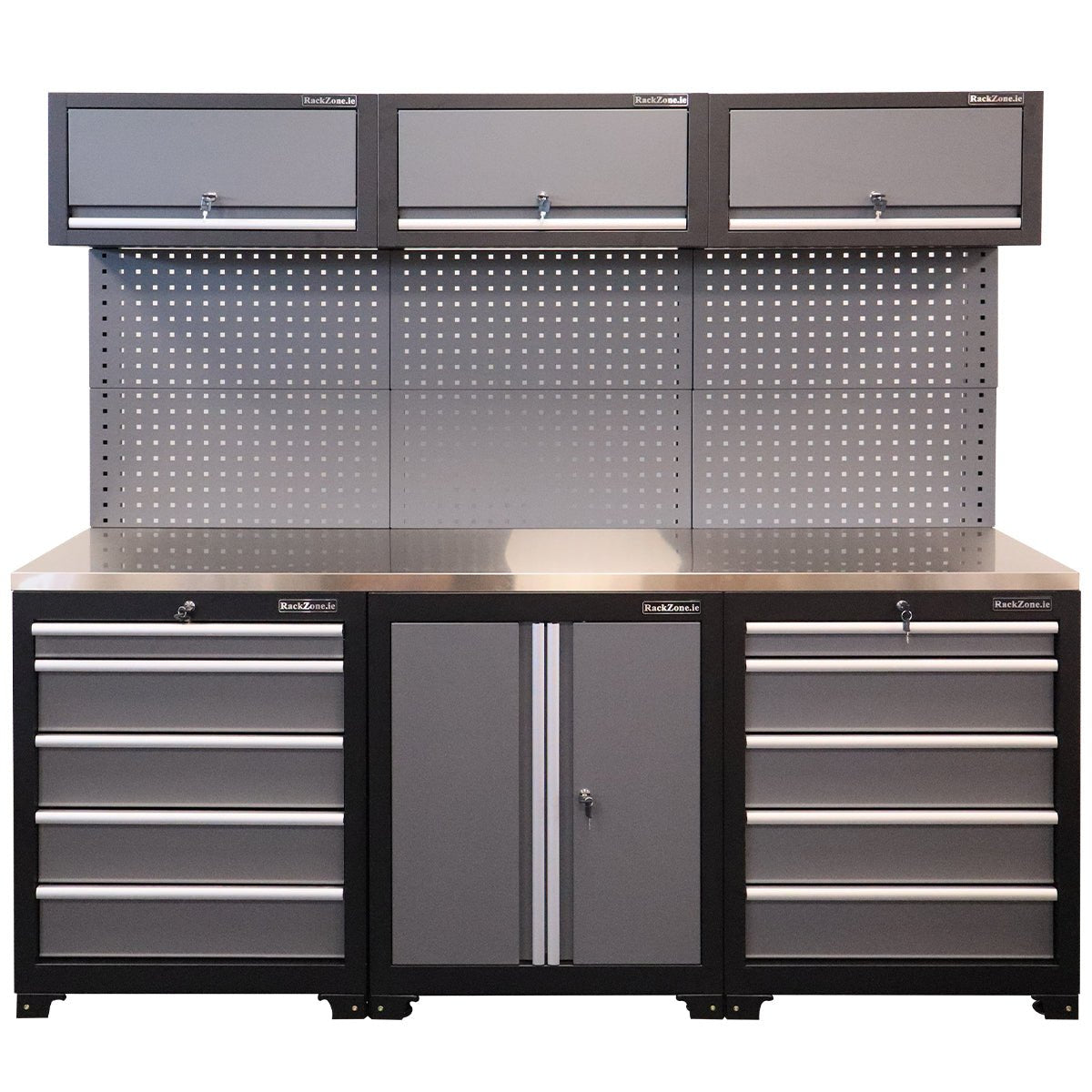 RackZone Modular Workstation System 7: steel cabinet with drawers.