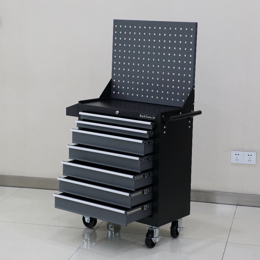 RackZone Modular Workstation Trolley c/w Pegboard, 670x375x710, mobile storage.