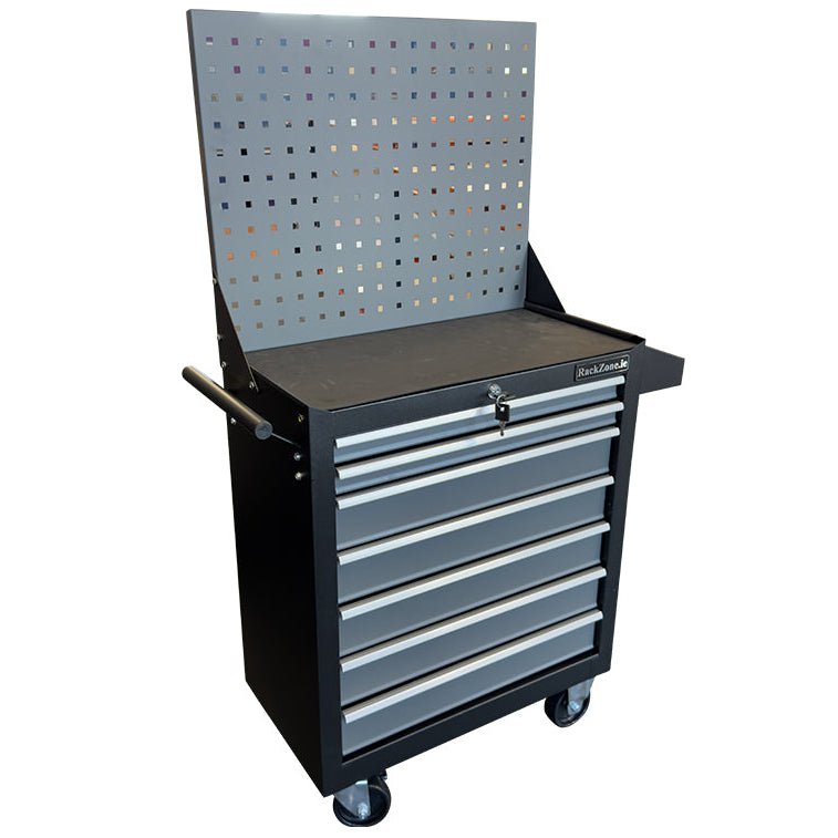 RackZone Modular Workstation Trolley with Pegboard, 6 drawers, 670x375x710.