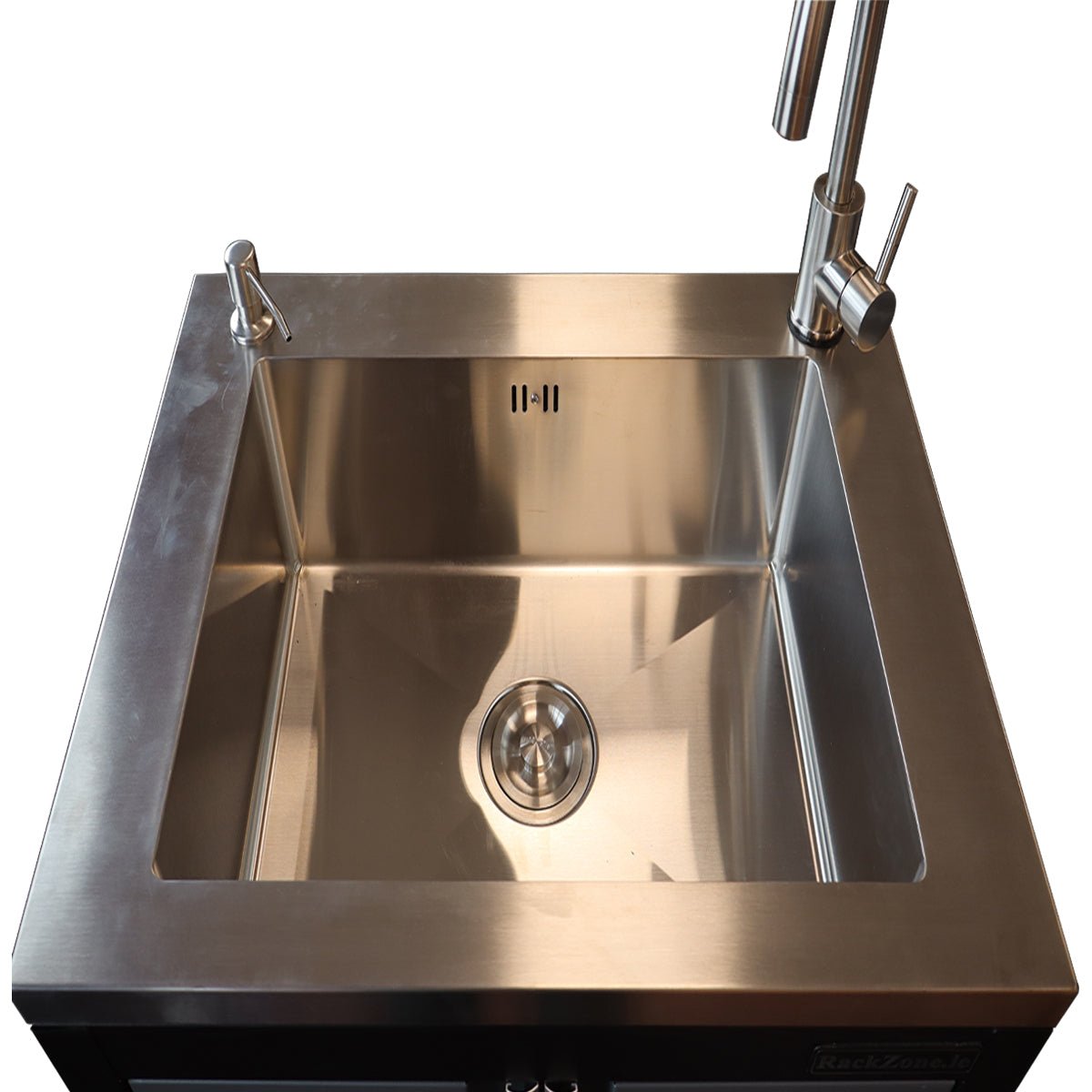 RackZone Modular Workstation Base Cabinet with stainless sink & tap.