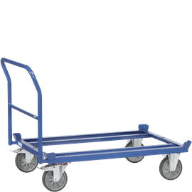 RackZone Pallet Hand Trolley, 400Kg, blue, 4 wheels, single handle.