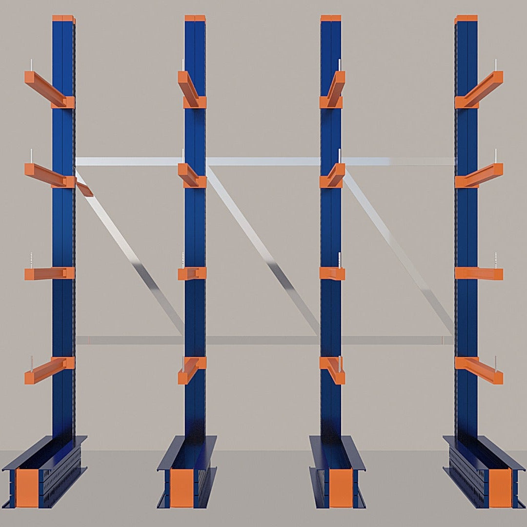 Cantilever Rack 5000H x 3000W x 1200D c/w Base + 4 Levels