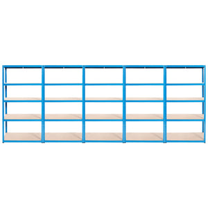 RackZone Value Shelving, 1780h x 900w x 450d, Blue, 5 shelves, empty background.