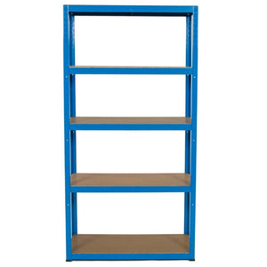 RackZone Value Shelving, 1780h x 900w x 450d, 5 shelves, blue, front view.