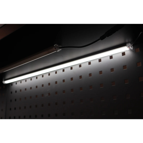 RackZone Modular Workstation LED Light Set (3-Pack) on above perforated panel.