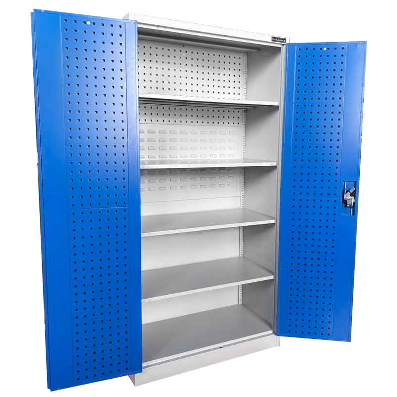 Wall-Zone & Louvred Two Door Storage Cabinet Grey/Blue 1830H x 914W x 457D