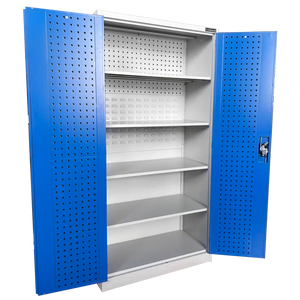 Wall-Zone & Louvred Two Door Storage Cabinet Grey/Blue 1830H x 914W x 457D