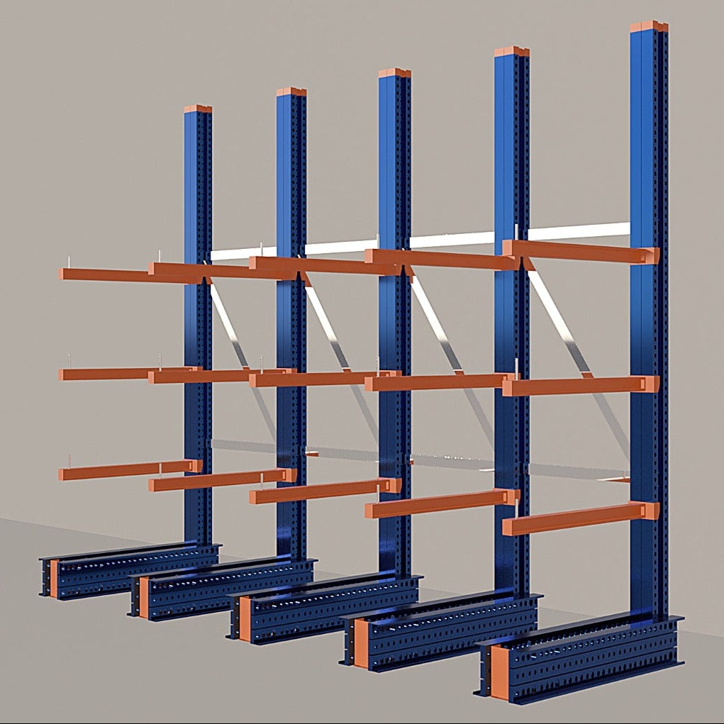 Cantilever Rack 5000H x 4000W x 1200D c/w Base + 3 Levels