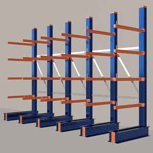 Cantilever Rack 4500H x 5000W x 1200D c/w Base + 4 Levels