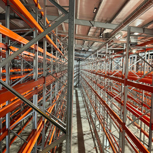 RackZone Pallet Racking 1100mm Depth - Extender units with orange beams.