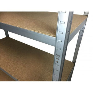 RackZone Value Shelving 5 Bay, 5 Level Galvanised, 265kg UDL, side view shown.