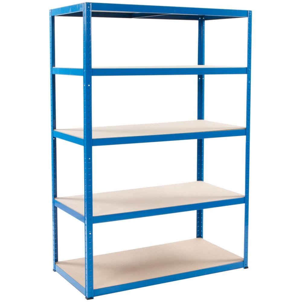 RackZone Value Shelving 1780h x 1200w, blue, 5 shelves, shown empty.