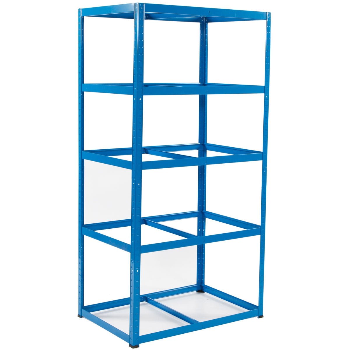 RackZone Value Shelving 1780h x 900w x 600d, 5 shelves, blue—garage ready.