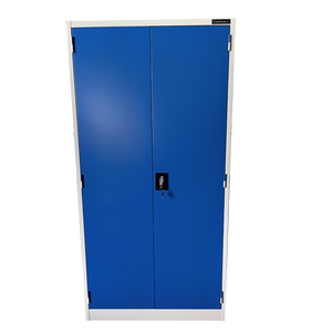 RackZone Two Door Storage Cabinet with locks and adjustable shelves, blue steel.