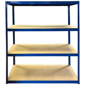 RackZone Value Shelving 4 Level All Blue Starter, 1800x1500x600mm, 300kg UDL.