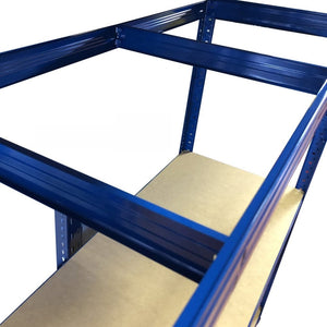 RackZone Value Shelving 1800h x 1500w x 600d, 4 level, all blue, 5 bay.