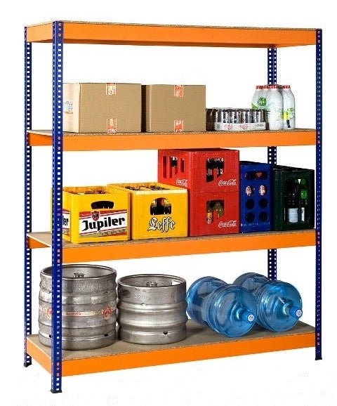RackZone Value Shelving stores boxes, crates, kegs & water bottles—5 Bay Offer.