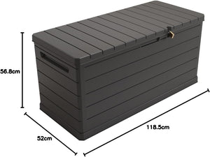 350L Outdoor Garden Storage Box - Charcoal Grey