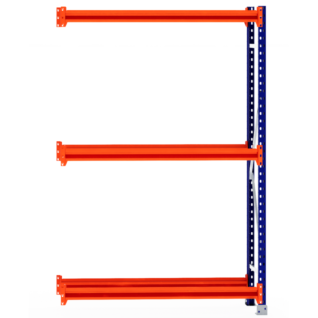 RackZone Tyre Racking 400mm Depth - Extender with blue frame and orange beams.