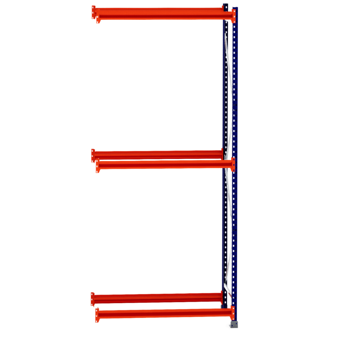 RackZone Tyre Racking Extender with 3 orange beams, 400mm depth.