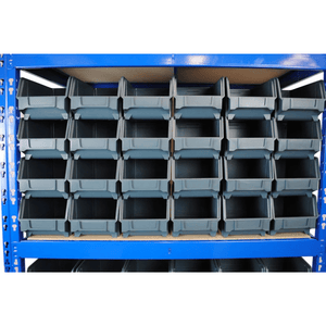 RackZone Value Shelving with 5 blue shelves, 2200h x 1000w x 500d, 400kg UDL.